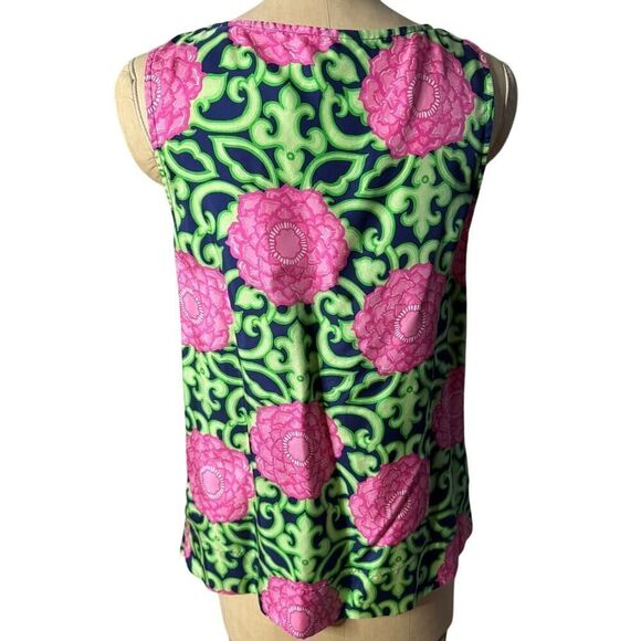 Lily Pulitzer Silk Floral Tank Top w/ Side Zip Size 12 EUC - Picture 5 of 5